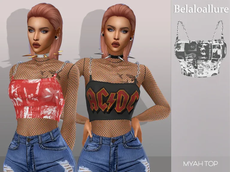 Vista previa de Belaloallure_myah top and choker, ropa de belaloallure3 para Los Sims 4.