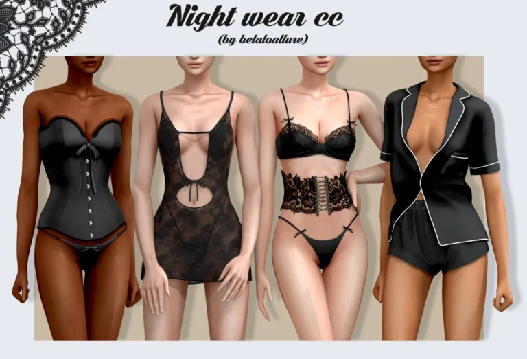 Vista previa de Belaloallure_Night wear cc, crear un sim de belaloallure3 para Los Sims 4.