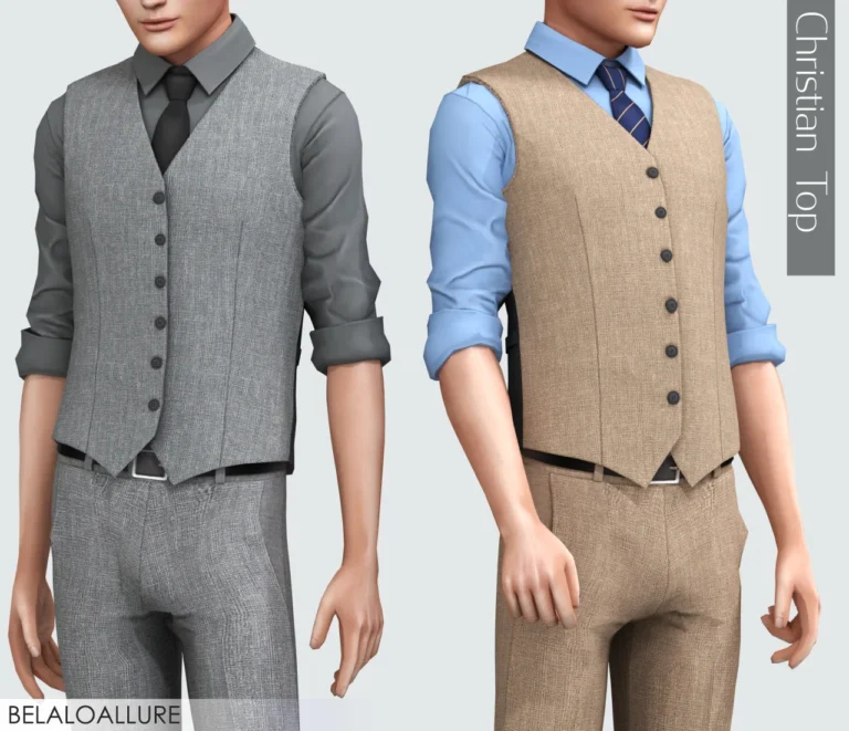 Vista previa de Belaloalluremen cc slim waistcoat with rolled, crear un sim de belaloallure3 para Los Sims 4.