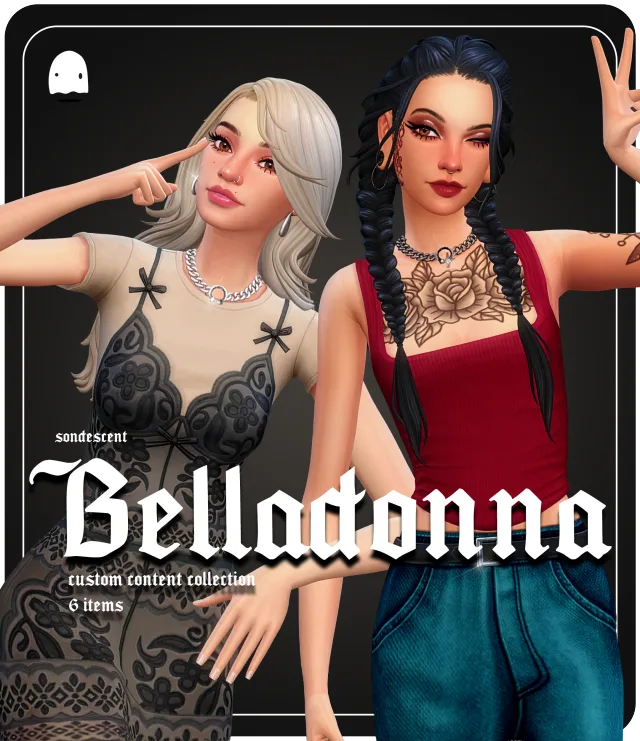 Vista previa de Belladonna, ropa de sondescent para Los Sims 4.