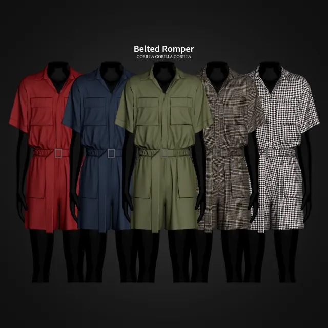 Vista previa de Belted Romper, crear un sim de gorillax3-cc para Los Sims 4.