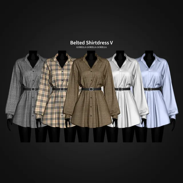 Vista previa de Belted Shirtdress V, crear un sim de gorillax3-cc para Los Sims 4.