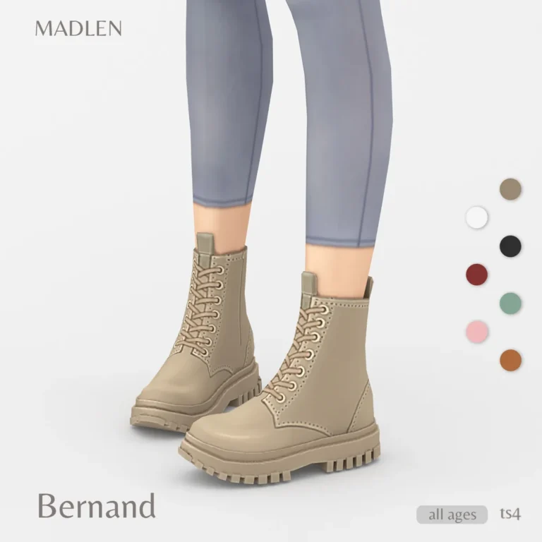 Vista previa de Bernand boots monochrome ankle boots available to, zapatos de madlensims para Los Sims 4.