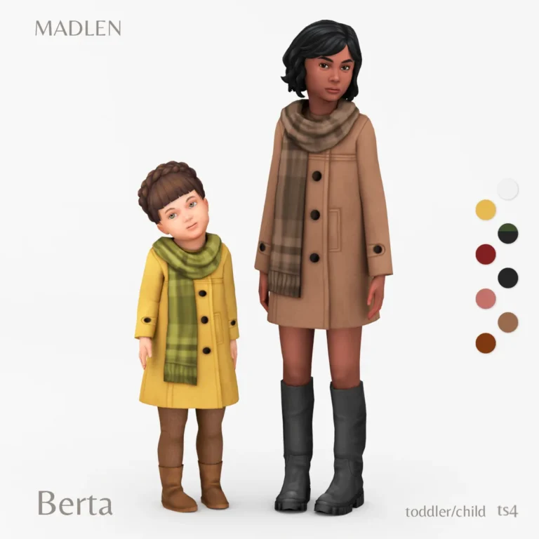 Vista previa de Berta conjunto warm winter coat for younger ones, ropa de madlensims para Los Sims 4.