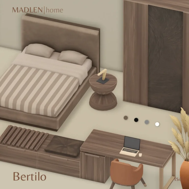 Vista previa de Bertilo bedroom set bringing naturalness to your, muebles de madlensims para Los Sims 4.