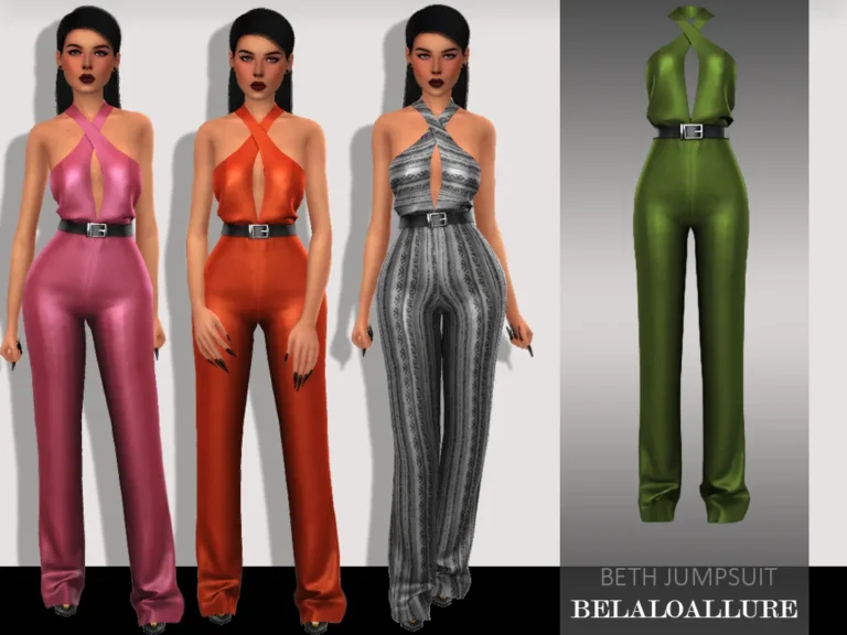 Vista previa de Beth jumpsuit, crear un sim de belaloallure3 para Los Sims 4.