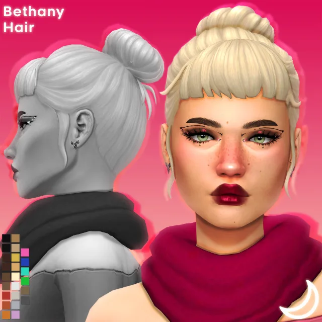 Vista previa de BETHANY cabello BY IMVIKAI, cabello de imvikai para Los Sims 4.