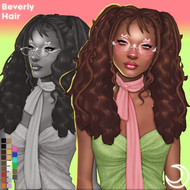 Vista previa de BEVERLY cabello BY IMVIKAI, cabello de imvikai para Los Sims 4.