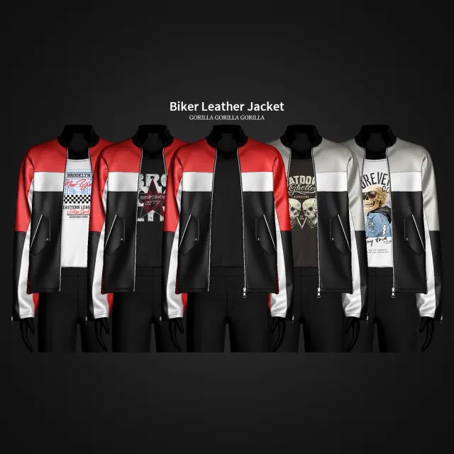 Vista previa de Biker Leather Jacket, ropa de gorillax3-cc para Los Sims 4.