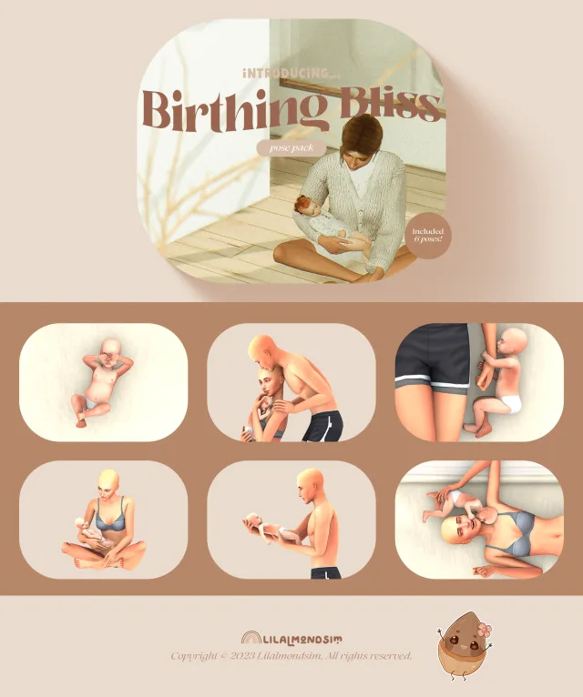 Vista previa de Birthing bliss — 𝒑𝒐𝒔𝒆 𝒑𝒂𝒄𝒌, poses de lilalmondsim para Los Sims 4.