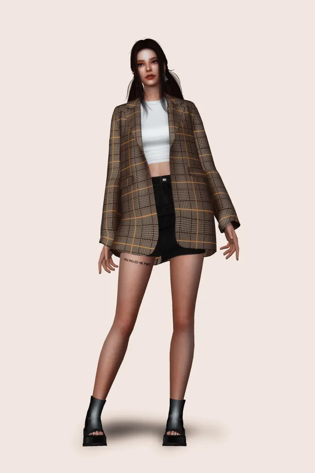 Vista previa de Blazer w Crop Tee, crear un sim de gorillax3-cc para Los Sims 4.