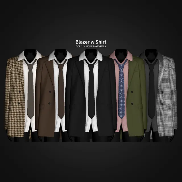 Vista previa de Blazer w Shirt, ropa de gorillax3-cc para Los Sims 4.