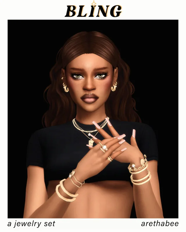 Vista previa de Bling set, crear un sim de arethabee para Los Sims 4.
