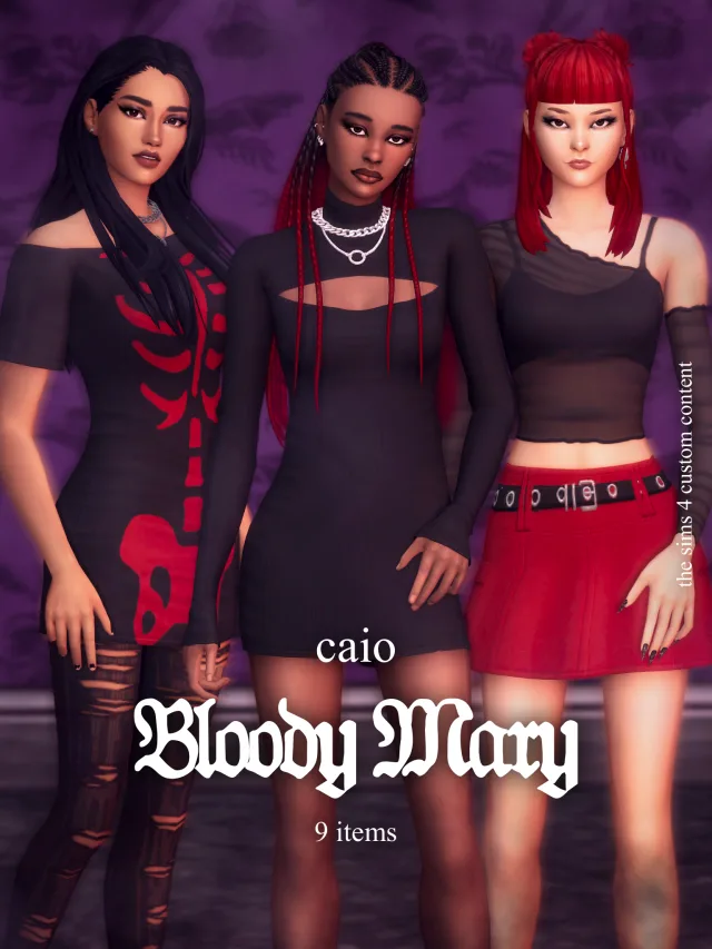 Vista previa de Bloody Mary: A 9 items set, crear un sim de caio-cc para Los Sims 4.