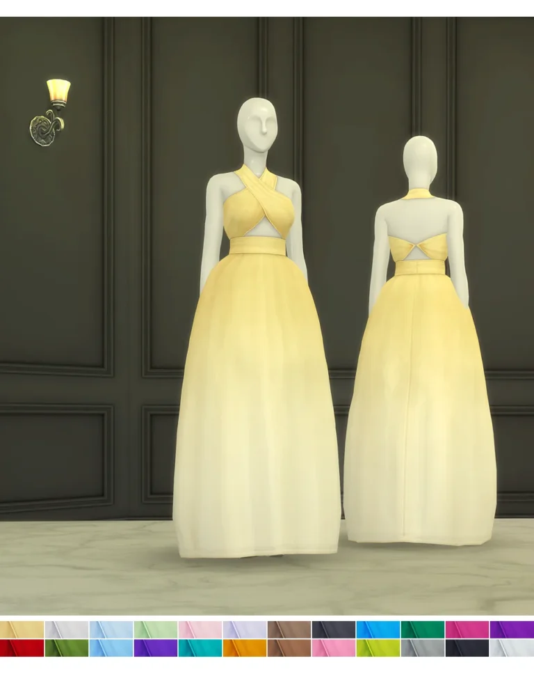 Vista previa de Bloom Gown _1 (24 color), crear un sim de rustys-cc para Los Sims 4.