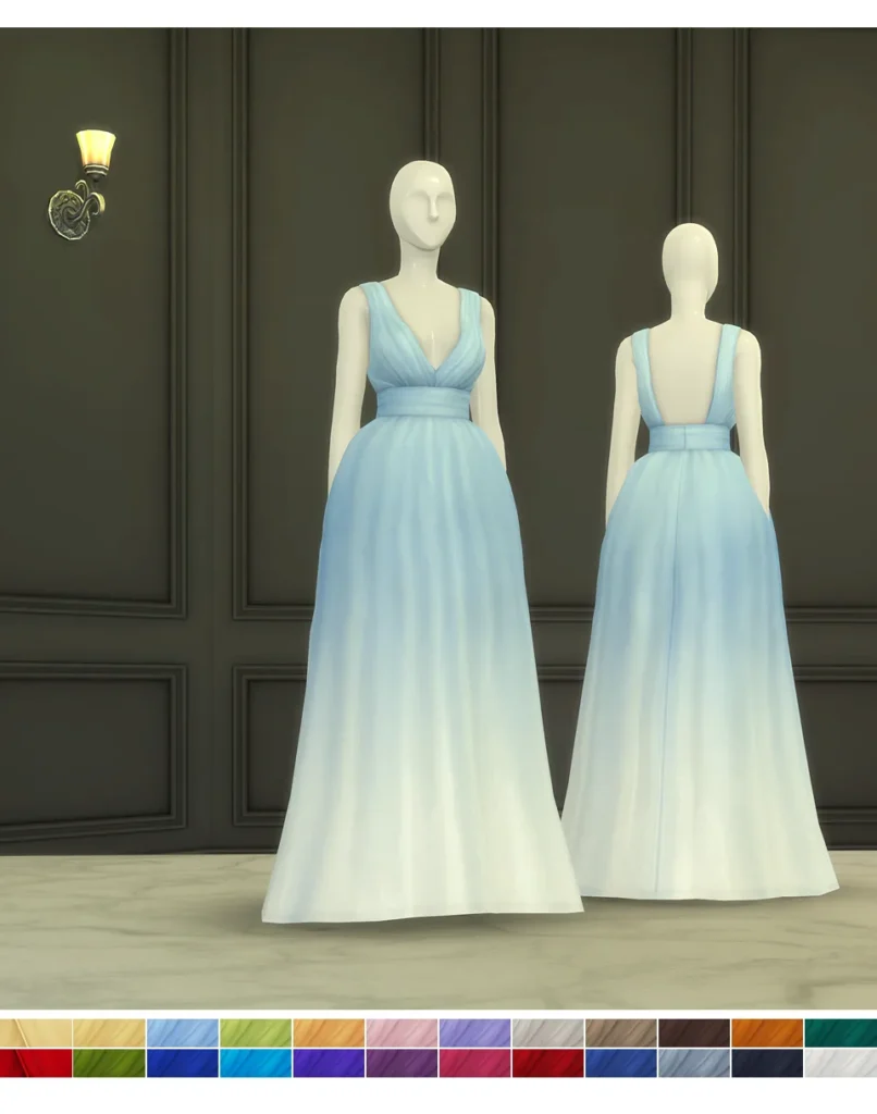 Vista previa de Bloom Gown _2 (22 color), crear un sim de rustys-cc para Los Sims 4.