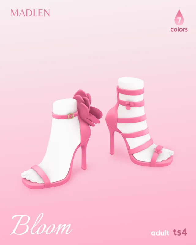 Vista previa de Bloom shoe set embrace the summer vibes with, zapatos de madlensims para Los Sims 4.