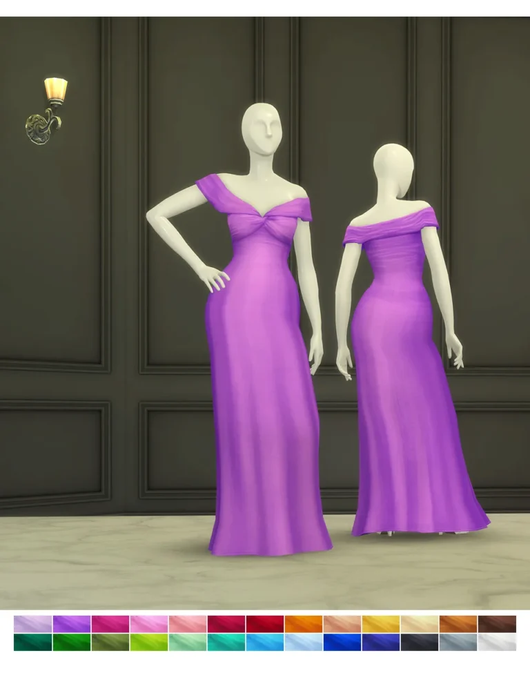 Vista previa de Bloome Gown / without Flowers (26 color), crear un sim de rustys-cc para Los Sims 4.
