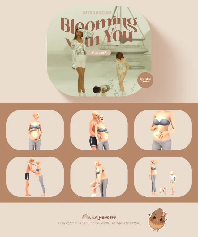 Vista previa de Blooming with You — 𝒑𝒐𝒔𝒆 𝒑𝒂𝒄𝒌, poses de lilalmondsim para Los Sims 4.