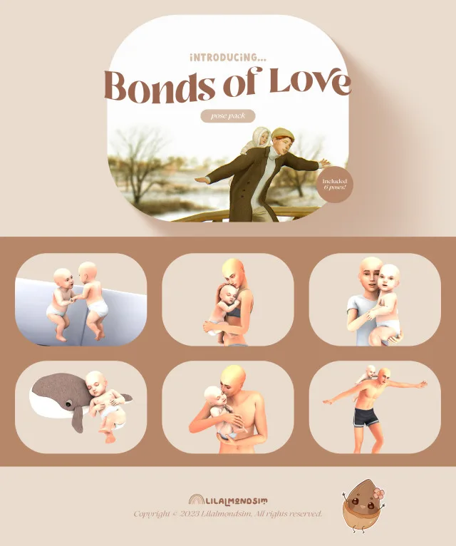 Vista previa de Bonds of love— 𝒑𝒐𝒔𝒆 𝒑𝒂𝒄𝒌 𝒘𝒊𝒕𝒉 𝒊𝒏𝒇𝒂𝒏𝒕𝒔!, poses de lilalmondsim para Los Sims 4.