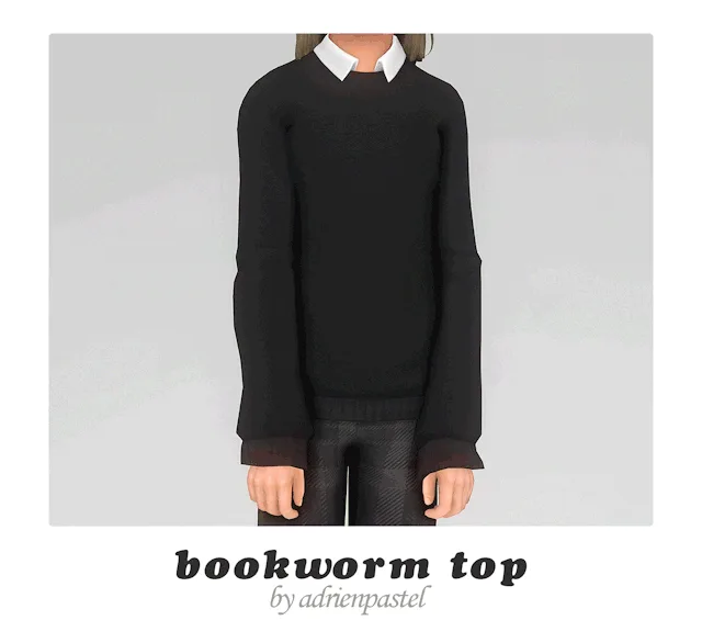 Vista previa de Bookworm Sweater & Trousers (Kids), ropa de its-adrienpastel para Los Sims 4.