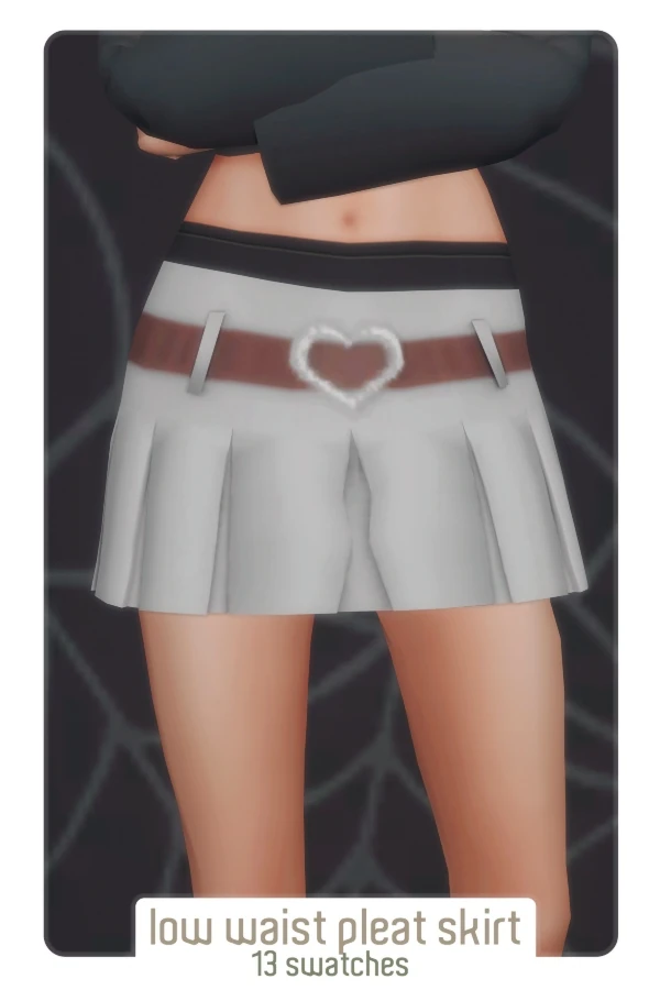 Falda plisada con cinturón de corazón de Boonstow para Los Sims 4