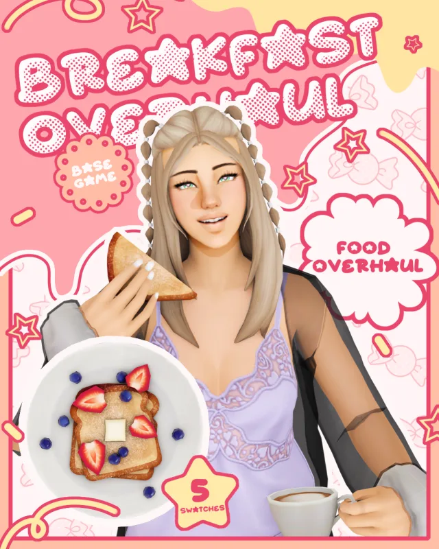 Vista previa de Breakfast Food Overhaul, mods de apricotrush para Los Sims 4.