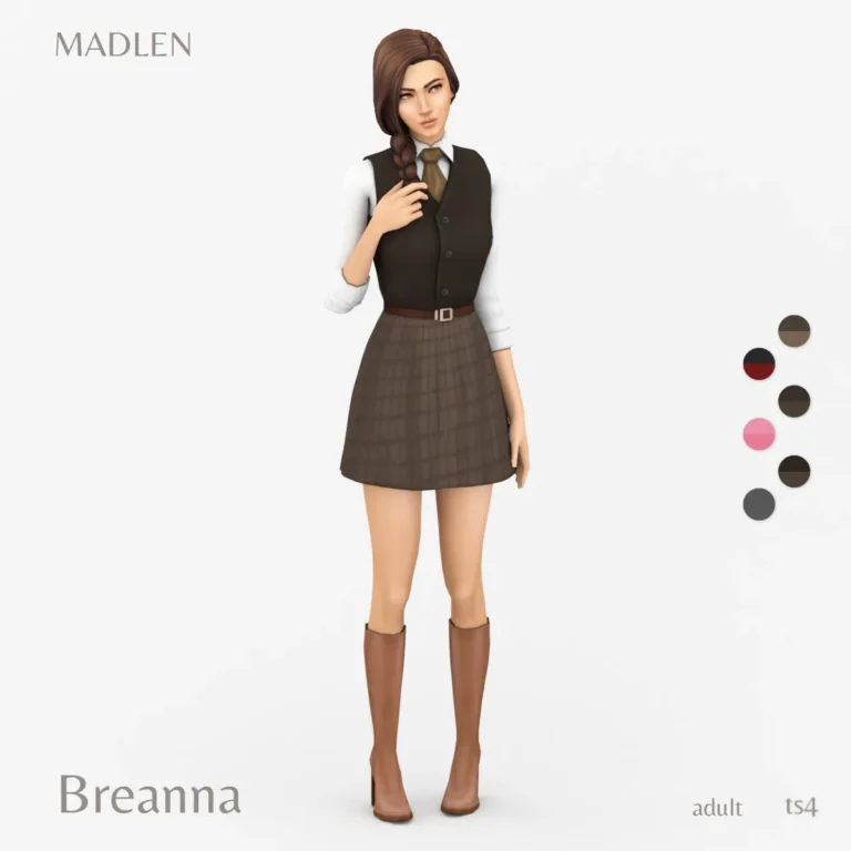 Vista previa de Breanna conjunto download patreon, ropa de madlensims para Los Sims 4.