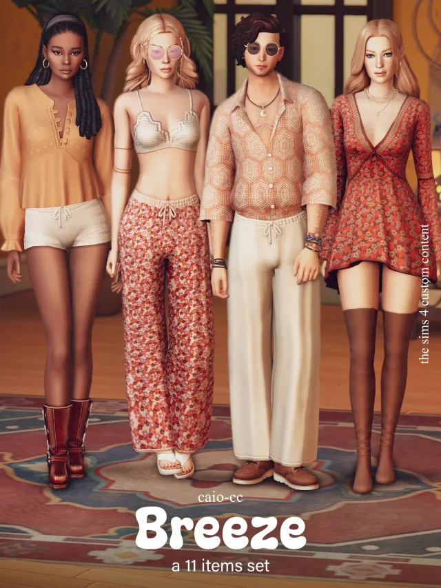 Vista previa de Breeze: A 11 items set, crear un sim de caio-cc para Los Sims 4.