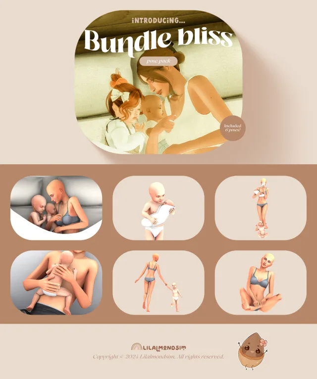 Vista previa de Bundle bliss — 𝒑𝒐𝒔𝒆 𝒑𝒂𝒄𝒌, poses de lilalmondsim para Los Sims 4.