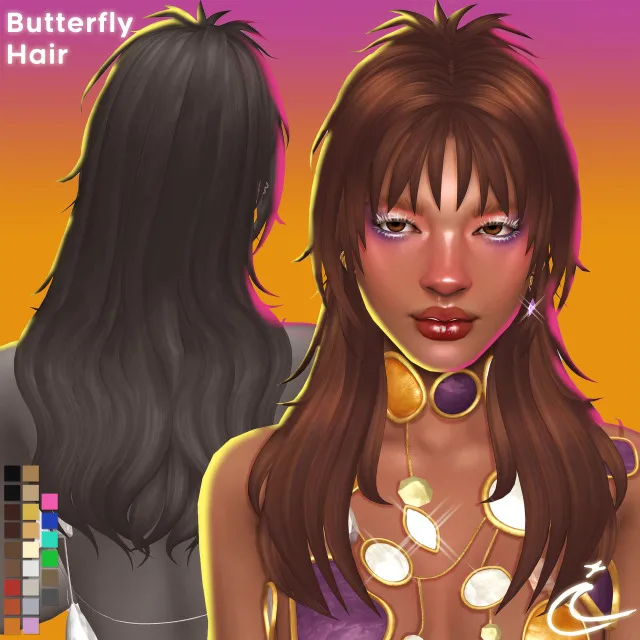 Vista previa de BUTTERFLY cabello BY IMVIKAI, cabello de imvikai para Los Sims 4.