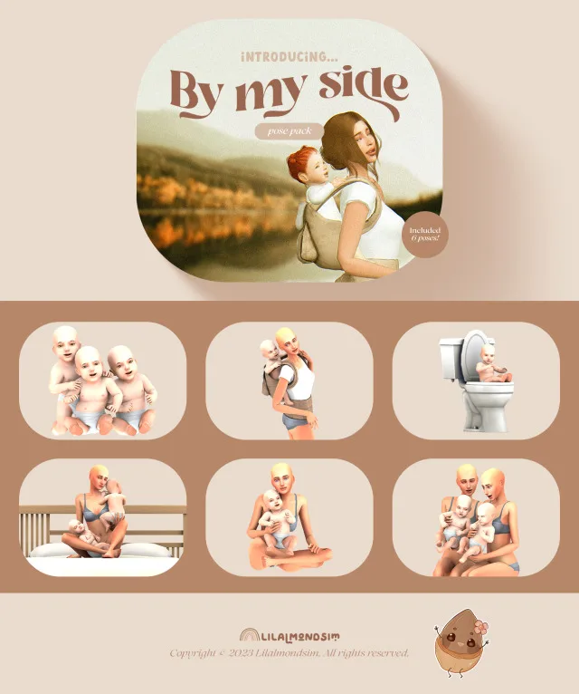 Vista previa de By my side — 𝒑𝒐𝒔𝒆 𝒑𝒂𝒄𝒌 𝒘𝒊𝒕𝒉 𝒊𝒏𝒇𝒂𝒏𝒕𝒔!, poses de lilalmondsim para Los Sims 4.