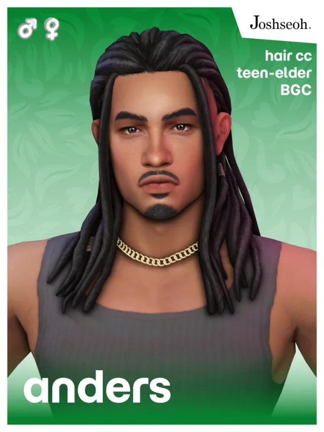 Vista previa de Cabello Anders, cabello de joshseoh para Los Sims 4.