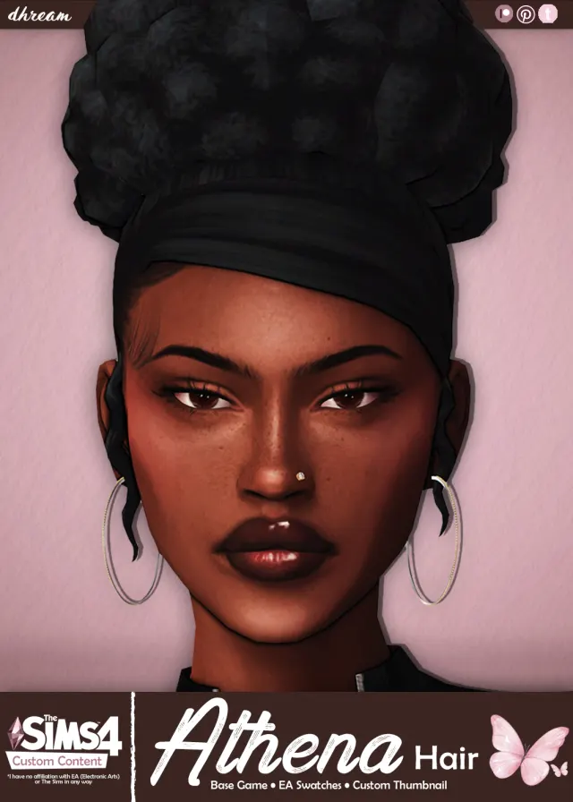 Vista previa de Cabello Athena, cabello de dhreamcc para Los Sims 4.
