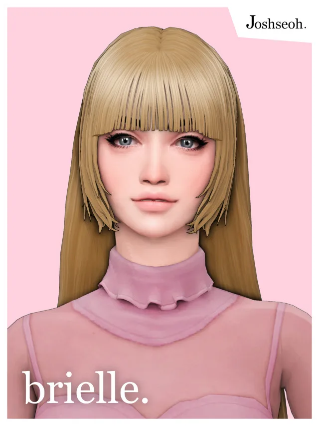 Vista previa de Cabello Brielle, cabello de joshseoh para Los Sims 4.