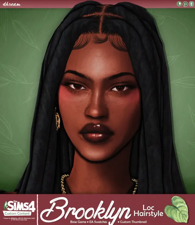 Vista previa de Cabello Brooklyn Locs, cabello de dhreamcc para Los Sims 4.
