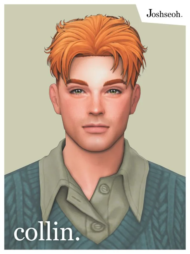 Vista previa de Cabello Collin, cabello de joshseoh para Los Sims 4.