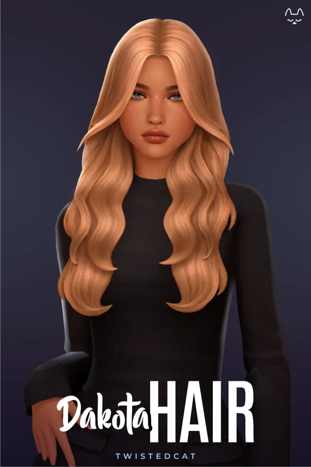 Vista previa de Cabello Dakota, cabello de twisted-cat para Los Sims 4.