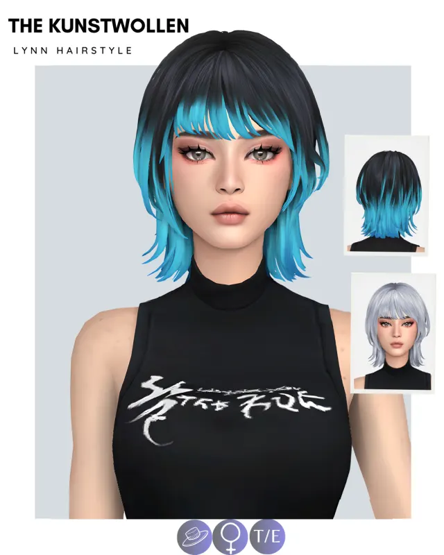 Cabello femenino Maxis Match de The Kunstwollen para Los Sims 4.