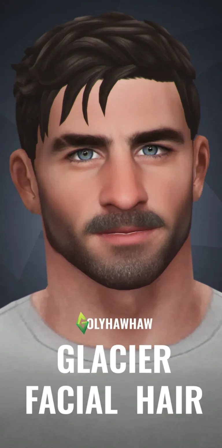 Vista previa de Cabello GLACIER FACIAL, cabello de golyhawhaw para Los Sims 4.