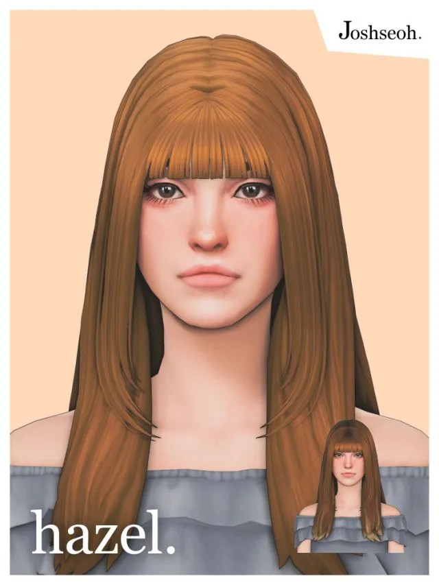 Vista previa de Cabello Hazel, cabello de joshseoh para Los Sims 4.