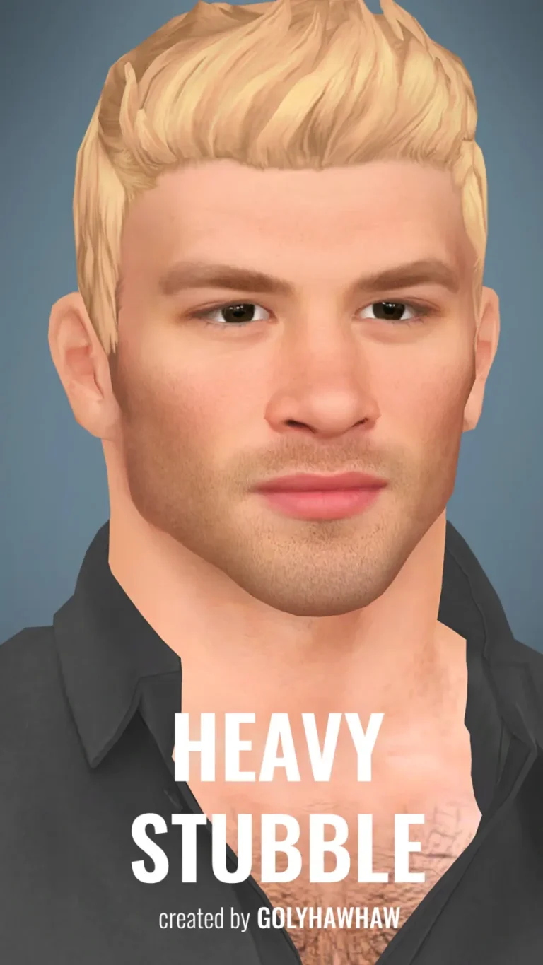 Vista previa de Cabello HEAVY STUBBLE FACIAL, cabello de golyhawhaw para Los Sims 4.