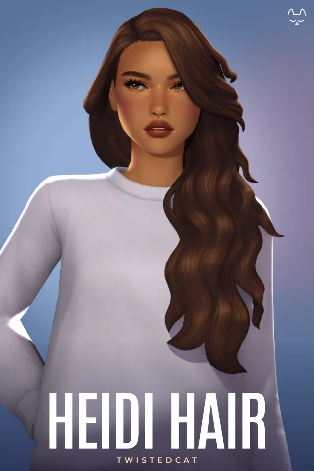 Vista previa de Cabello Heidi, cabello de twisted-cat para Los Sims 4.