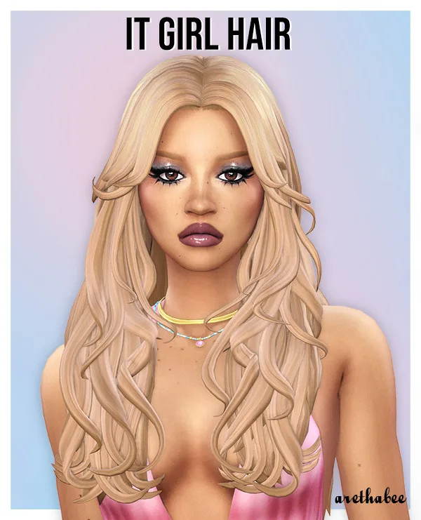 Vista previa de Cabello it girl hair & princesa, cabello de arethabee para Los Sims 4.