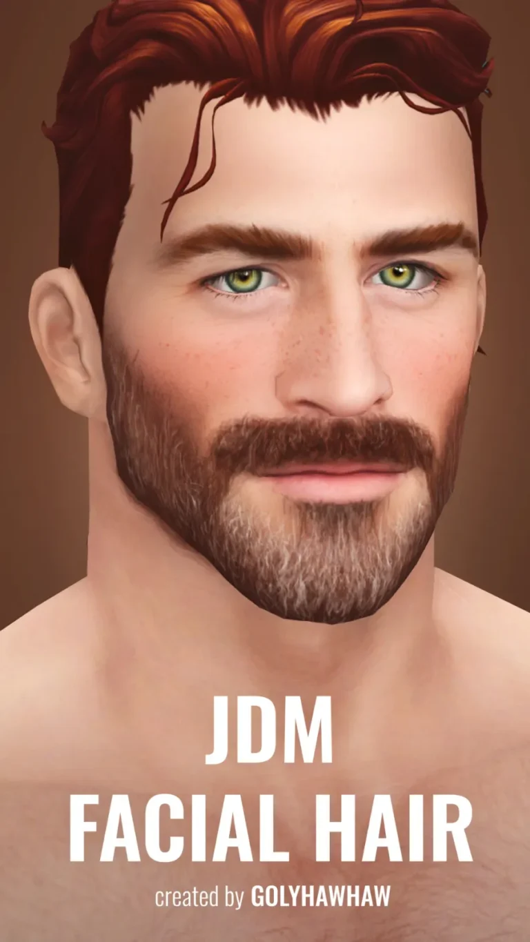 Vista previa de Cabello JDM Facial, cabello de golyhawhaw para Los Sims 4.