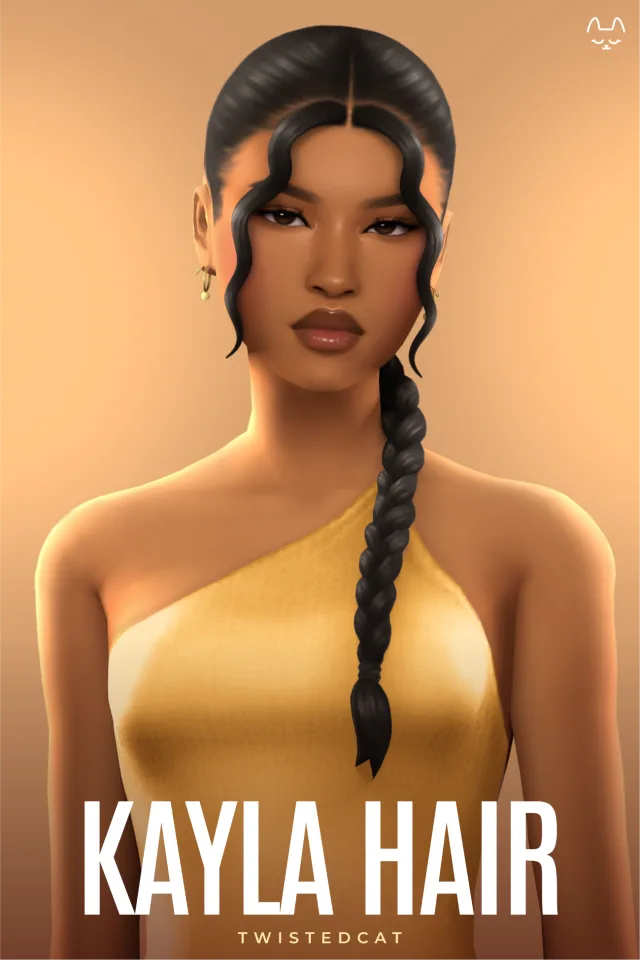 Vista previa de Cabello Kayla, cabello de twisted-cat para Los Sims 4.