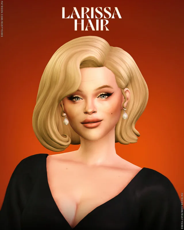 Vista previa de Cabello Larissa, cabello de rustys-cc para Los Sims 4.