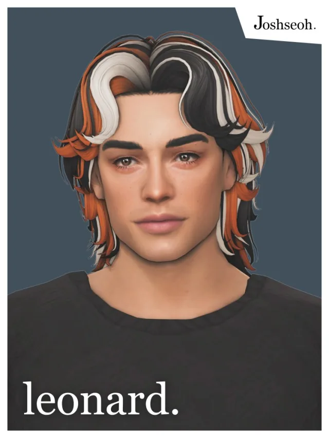 Vista previa de Cabello Leonard, cabello de joshseoh para Los Sims 4.