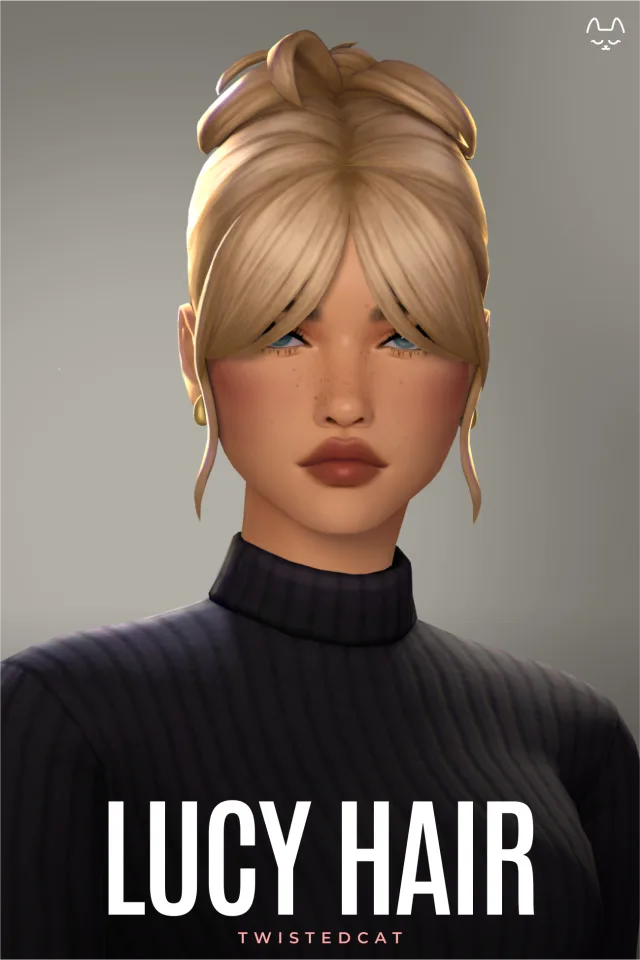 Vista previa de Cabello Lucy, cabello de twisted-cat para Los Sims 4.