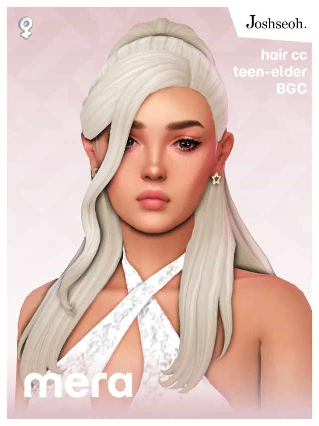 Vista previa de Cabello Mera, cabello de joshseoh para Los Sims 4.